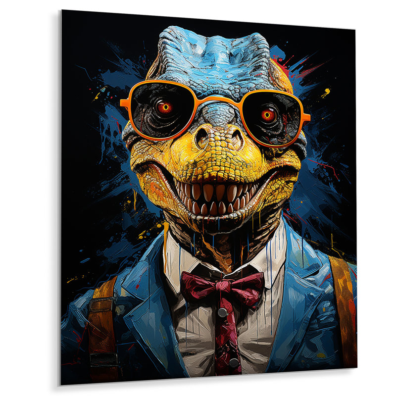 Dino classique classique en costume - Art mural dinosaure, H 20 po x l 12 po x P 1 po