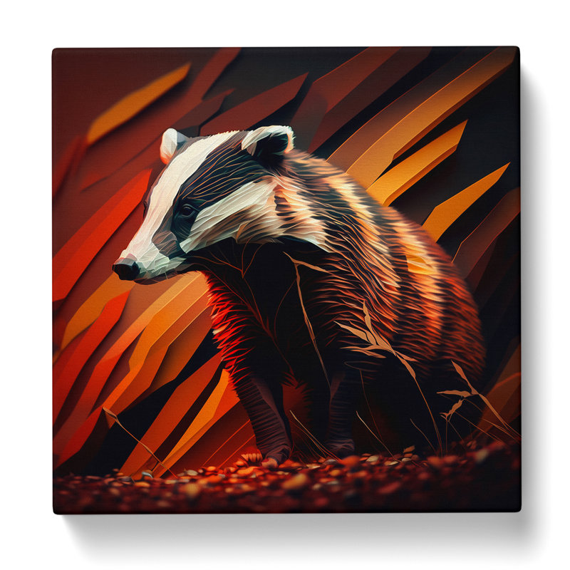 Badger Abstract Art - Wrapped Canvas - Framed Print, 50cm H x 50cm W x 3cm D