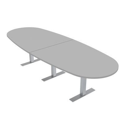 Boat Oval Conference Table With Metal T Bases