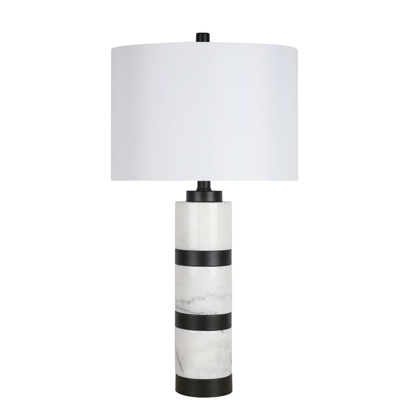 Marble Harmony Table Lamp - White Marble & Matte Black