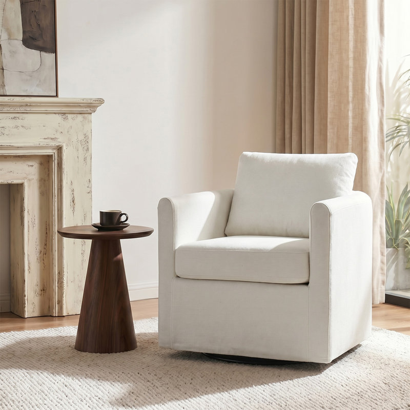 Fauteuil demi-tonneau pivotant de style moderne l 29 po Nicha, Blanc