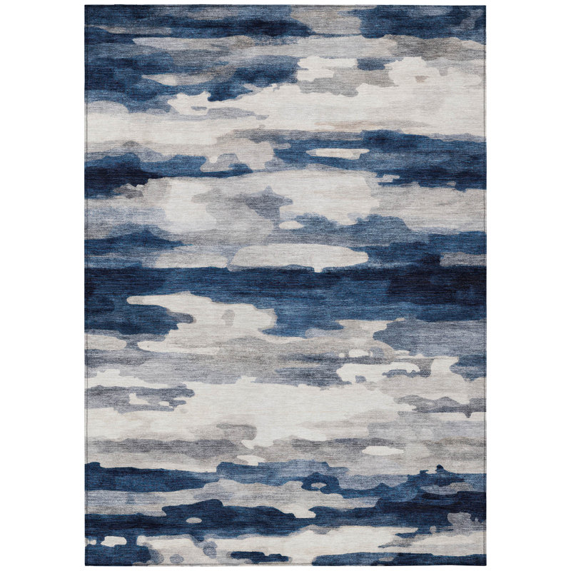 Machine Washable Indoor/Outdoor Chantille ACN2876 Abstract Rug, Blue, 10' x 14'