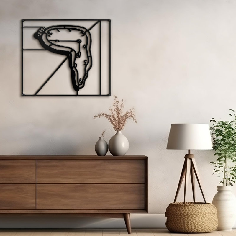 Décoration murale en métal, Noir, H 18 po x l 18 po x P 0,05 po