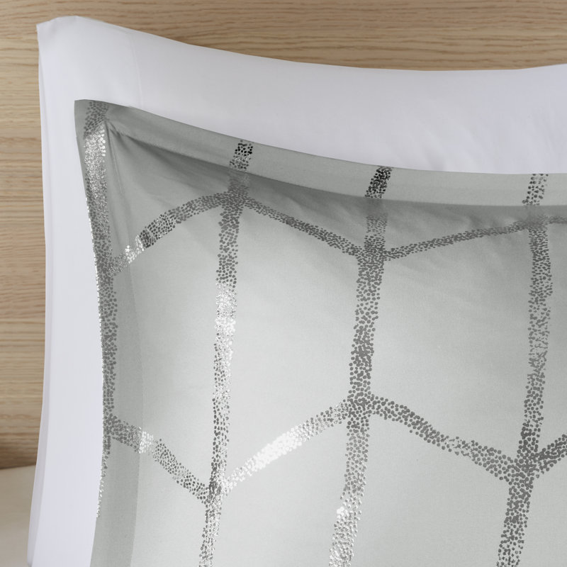 King Grey and Silver Microfiber 5-Piece Comforter Set