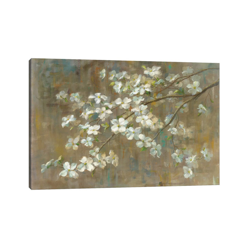 «Dogwood in Spring» par All That Glitter - reproduction d'art, H 26 po x l 40 po x 1,5 po, Toile tendue