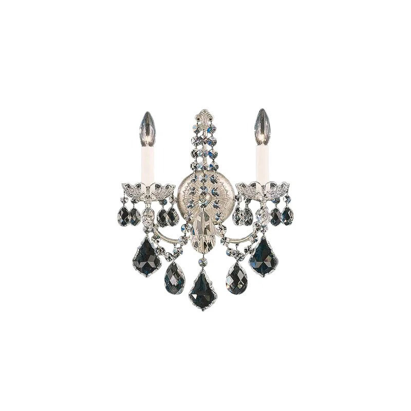 New Orleans Candle Wall Light, Antique Silver, Strass Clear