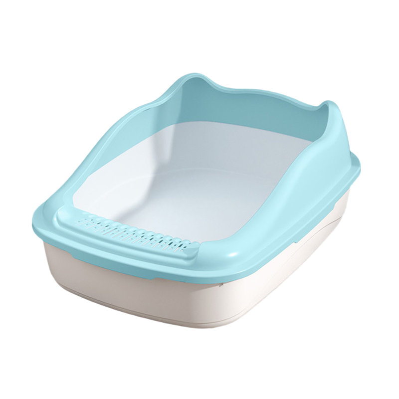 Toilette semi-fermée pour litière 14,5 x 11,5 x 6,3 po avec pelle, bleu clair, Bleu clair