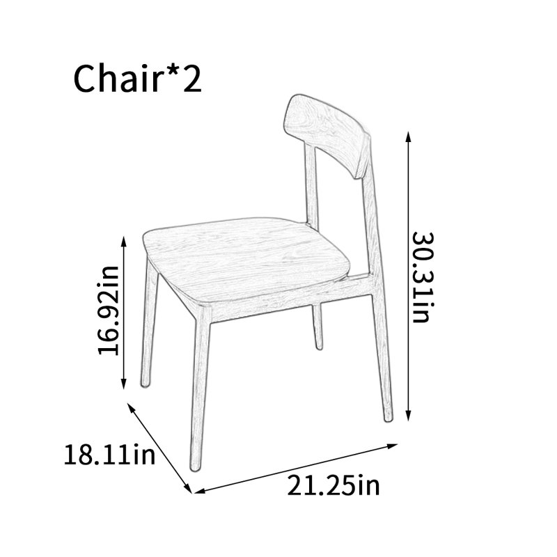 Chaises de salle à manger simples en bois de noyer durable
