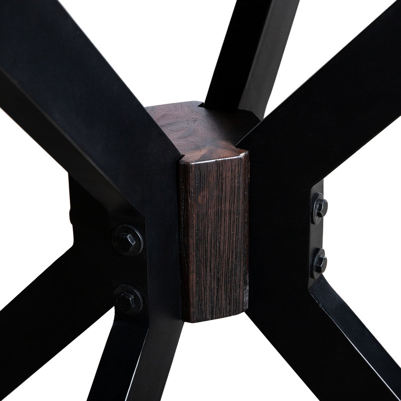 Table d'appoint pirate moderne, fini grain de café brossé, métal et placage, dimensions : 23,6 pouces, structure en bois massif.