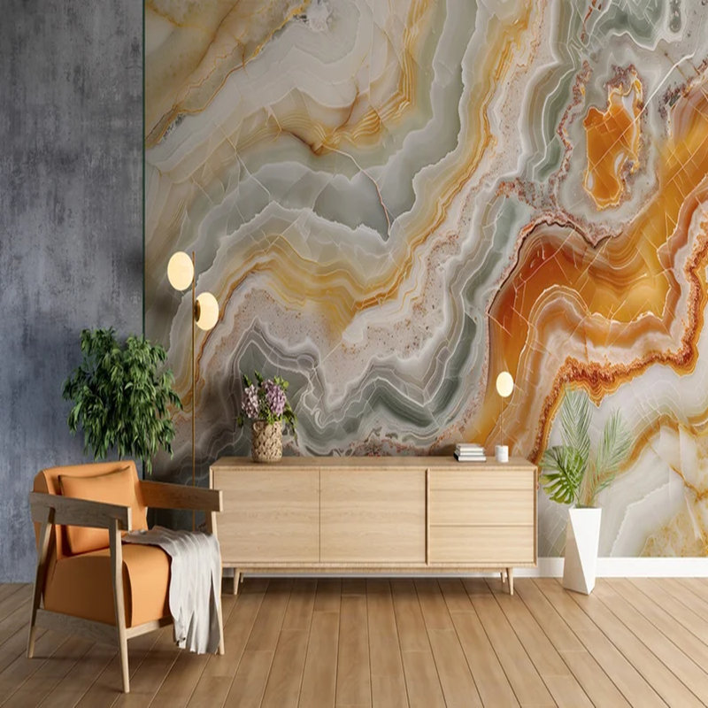 Papier peint onyx doré, L 108 po x l 160 po