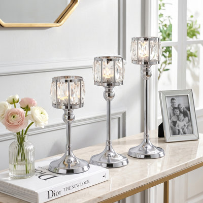 Set of 3 Decorative Candlesticks Tealight Candle Holders