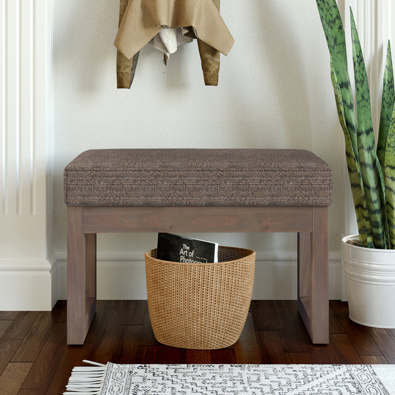 Milltown Mink Brown Tweed Fabric Footstool with Wood Frame