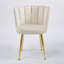 Chaise de salle à manger blanc cassé de style moderne (ensemble de 2) avec pieds en fer de couleur dorée, velours et dossier confortable-223696162