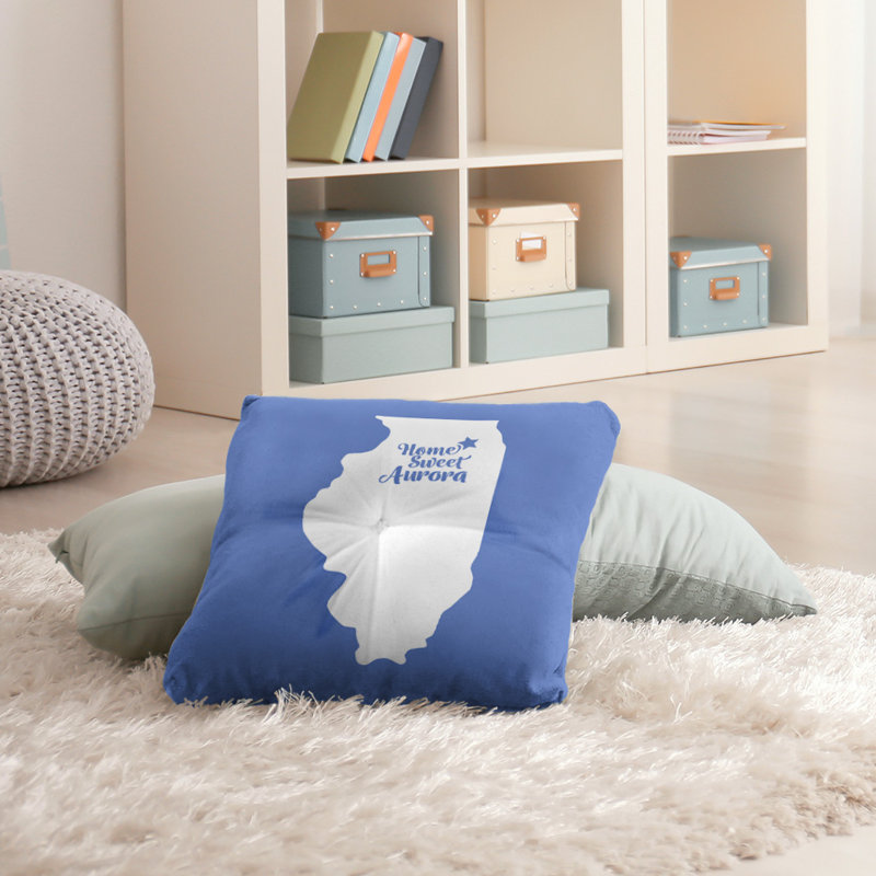Reversible Throw Pillow, 30" H x 30" W, Blue, Aurora/Illinois