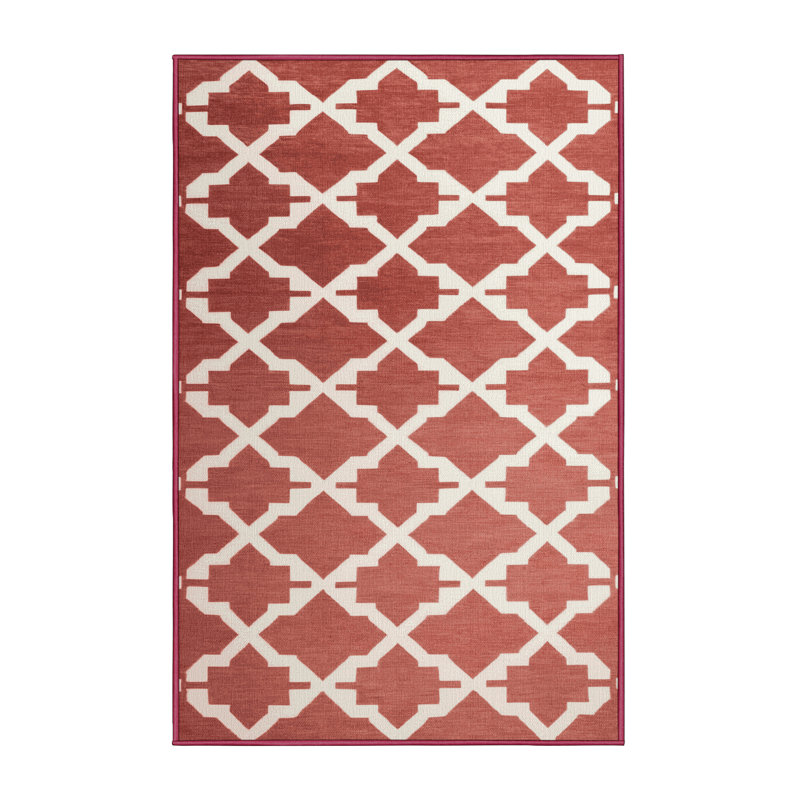 Tapis rouge en treillis lavable à la machine, Rectangulaire 2 pi x 3 pi