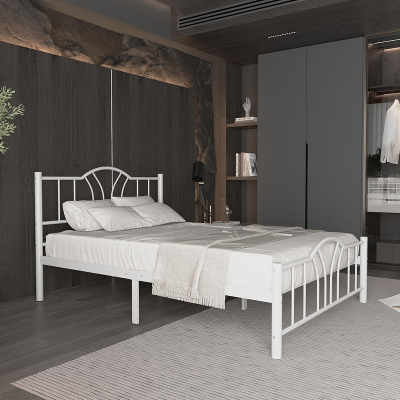 Metal Bed, Small Double (4'), White