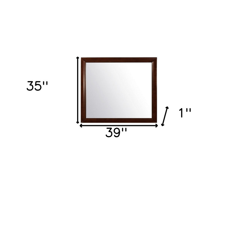 35" Framed Accent Mirror, Brown