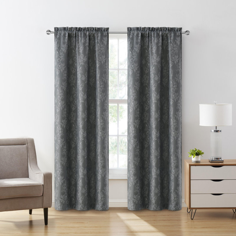 Panneau de rideau occultant avec passe-tringle, Gris anthracite, L 52 po x L 84 po