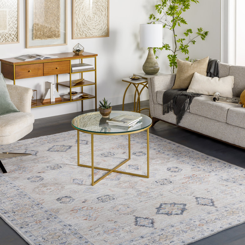 Chavarria Oriental Beige/Purple/Blue Area Rug, Rectangle 8'10" x 12'
