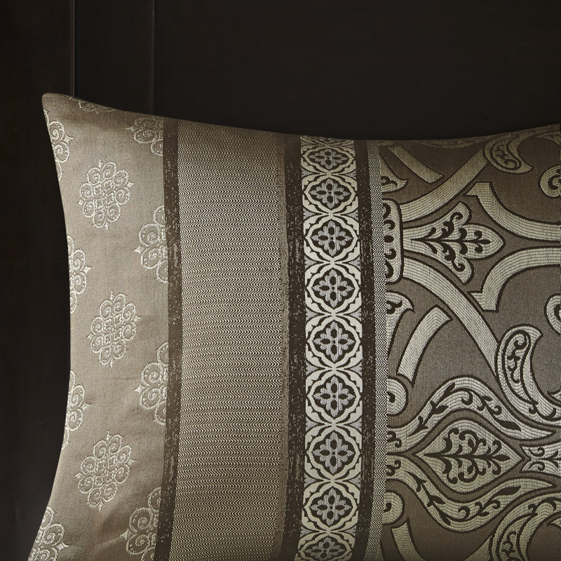 King Brown Jacquard Microfiber Reversible Bedding Set