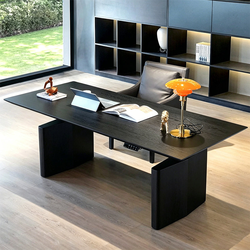 Bureau italien minimaliste 55,12 po avec double moteur et contrôle de la mémoire intelligent, Black