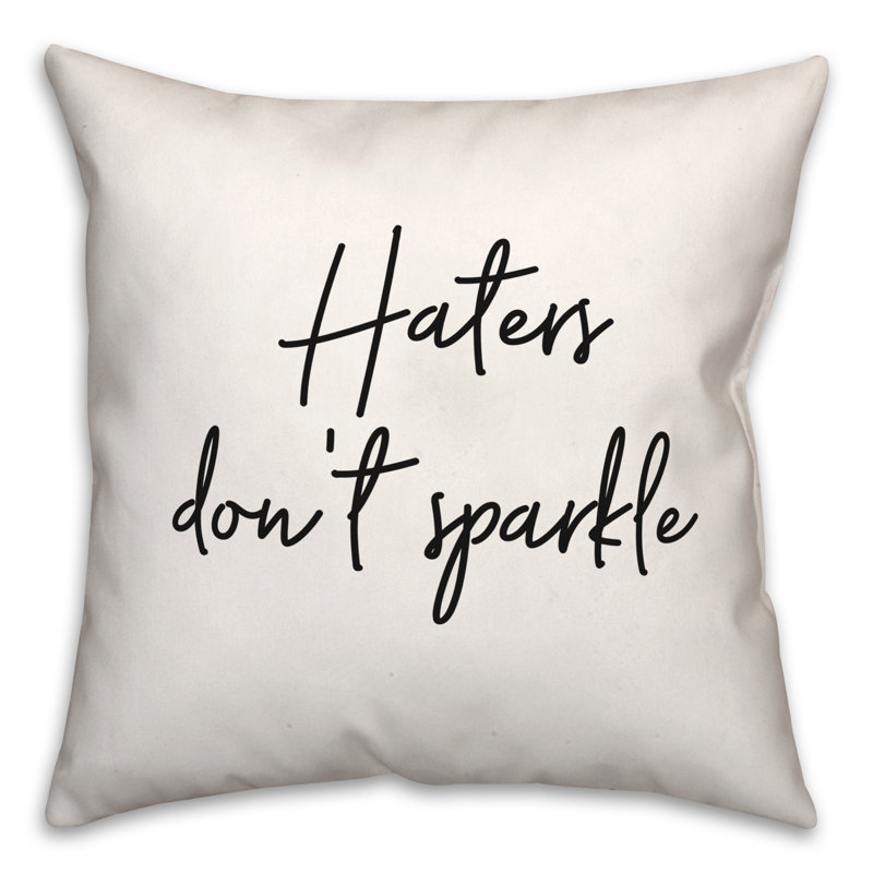Coussin décoratif noir et blanc Typers Collection Haters Dont Sparkle