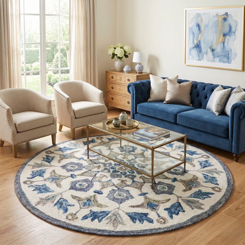 Aisosa Hand Tufted Wool Indoor Rug, Round 4'