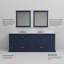 Meuble-lavabo double bleu marine l 84 po x P 22 po, comptoir en quartz blanc, ensemble de robinets et miroirs de 34 po