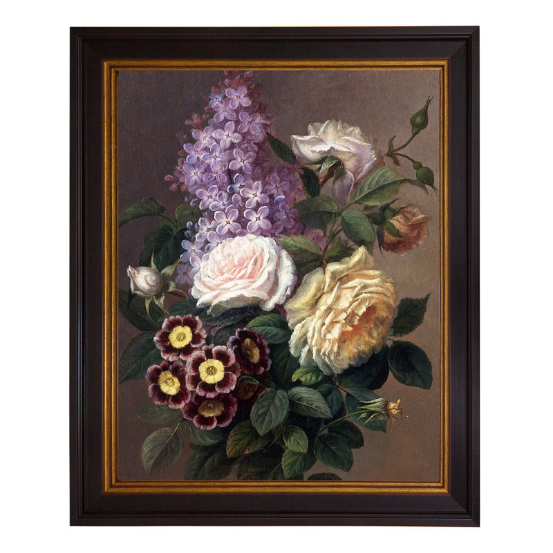 Bouquet With Lilac And Roses - Single Picture Frame Painting on Canvas