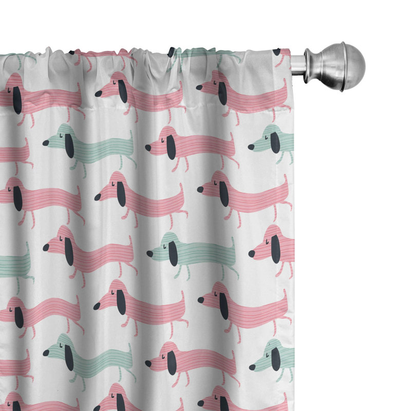 Dachshund Semi-Sheer Rod Pocket Curtain Panels, 28" x 84"