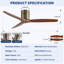 52 Inch American Farmhouse Rustic Elegance Classical Solid Wood Low Profile Flush Mount Ceiling Fan Without Light