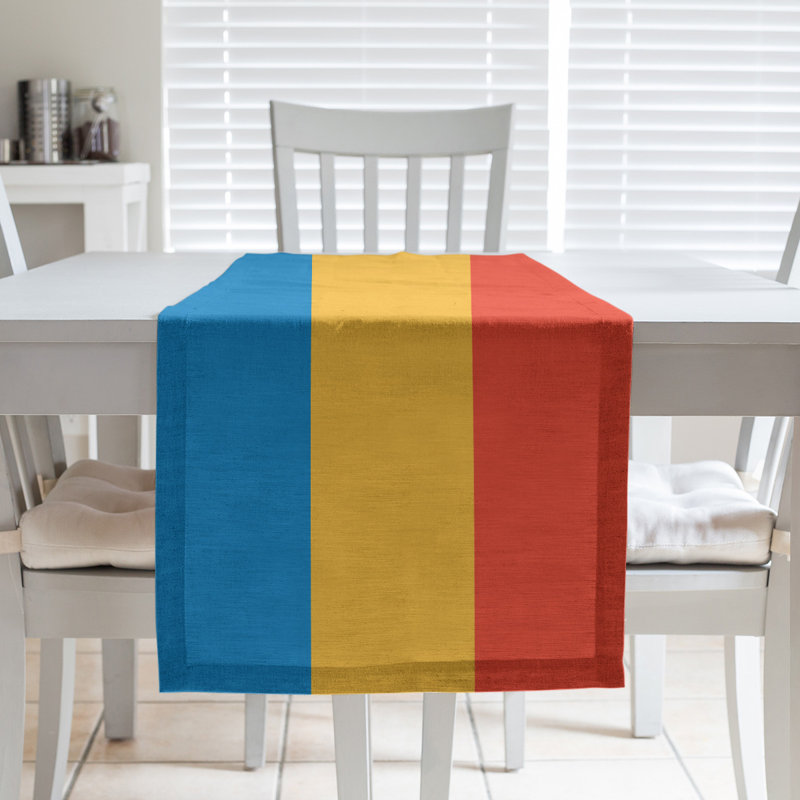 Chemin de table basket Oklahoma City, L 72 po x l 16 po, Bleu, jaune et orange, Sergé de coton