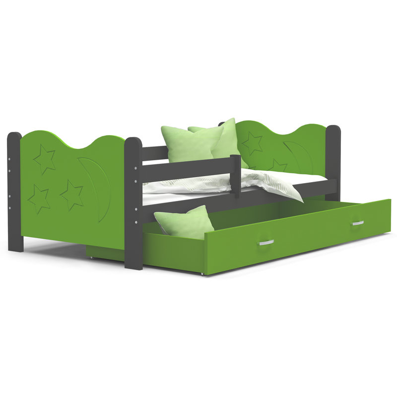 European Toddler (80 x 160cm) Drawer Standard Beds Bed, Yes, Green/Grey