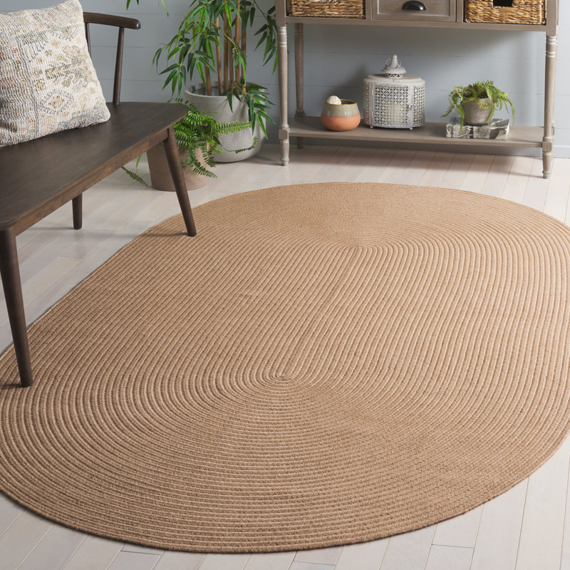 Dooley Hand Woven Jute Performance Solid Color Rug, Oval 5' x 8'
