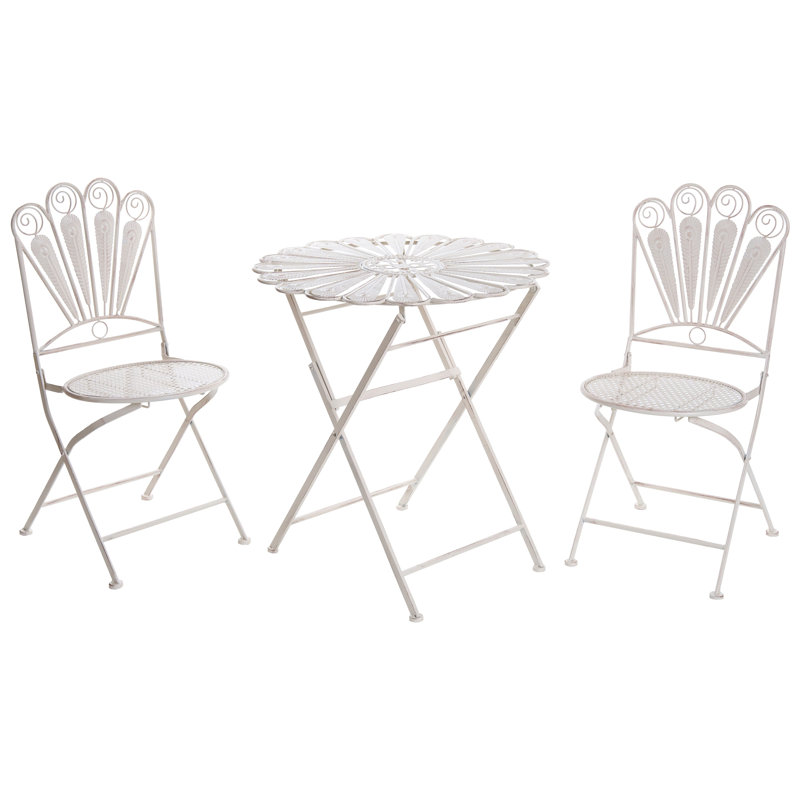 Bistro Set Kurz Metal Blue, White