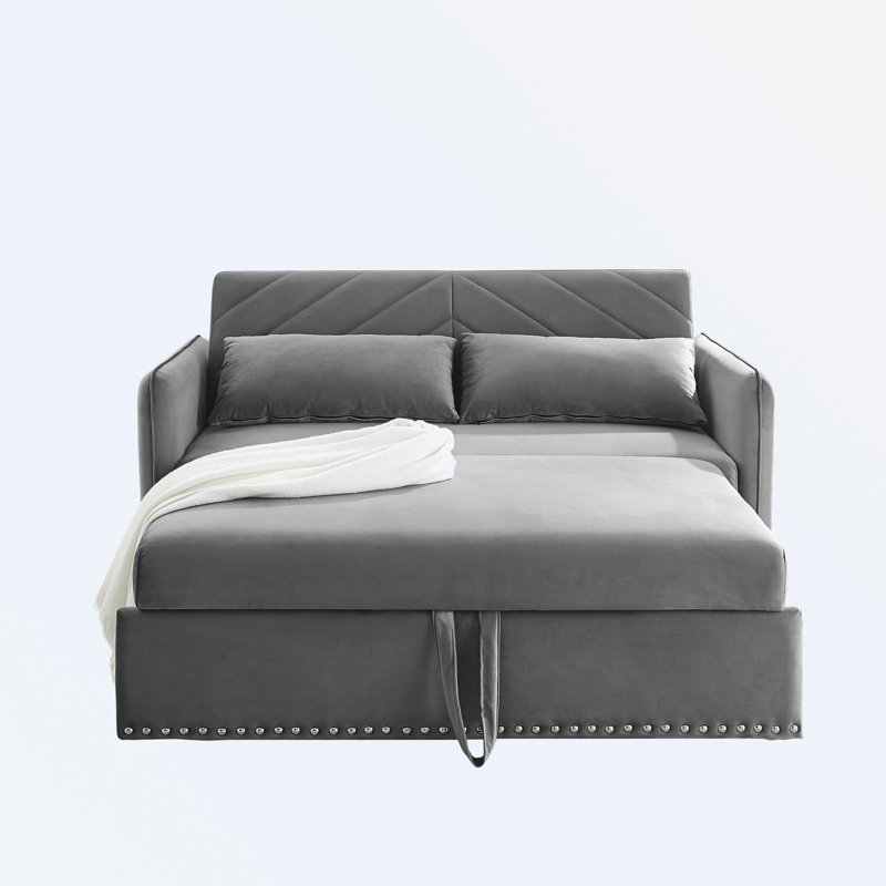 Futon rembourré Araluen 55, Velours gris velours