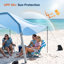Abri de plage gonflable pour 4 à 8 personnes, grande tente de camping familiale avec protection UPF 50+, pompe et sac inclus