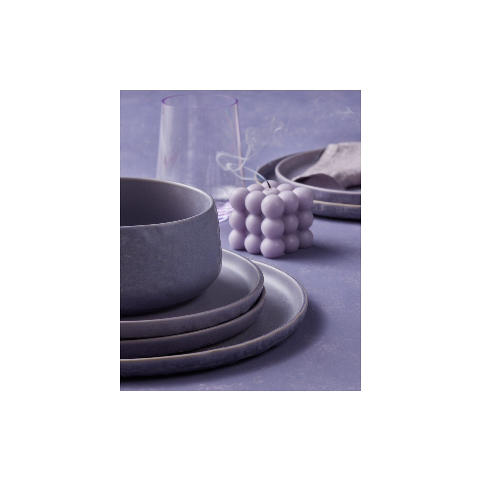 Shosai Stone by Mercer Project Shosai 16-Piece Dinnerware Set Stoneware, Purple