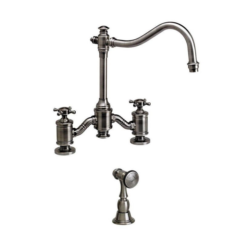 Annapolis Bridge Faucet - Cross Handles, Antique Pewter