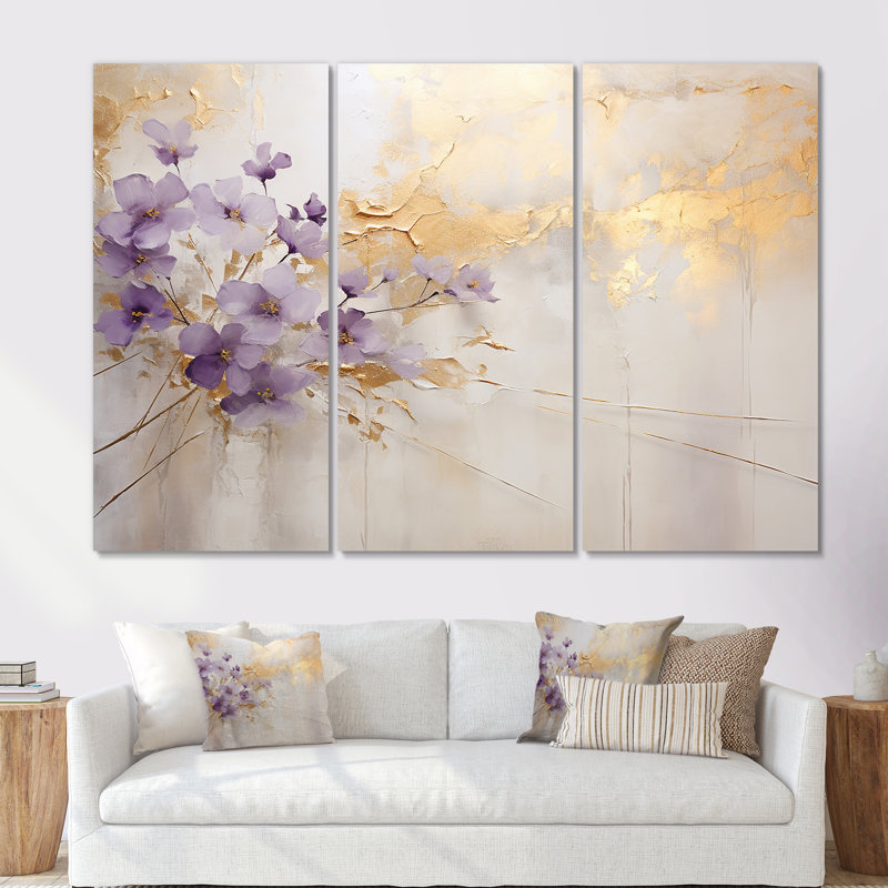 Geier - Ensemble d'art mural sur toile Violets, H 40 po x l 60 po x P 1 po, Toile tendue