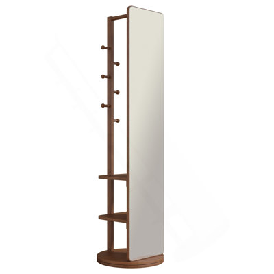 Miroir pivotant sur 360 ° pivotant sur 69 po x 16 po multifonctionnel pleine longueur avec porte-manteaux et porte-manteaux avec miroir