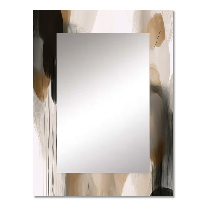 Painting Of Abstract Shapes II - Abstract Painting Decorative Mirror, Brown Large Wall Mirror, Printed Metal Art, 32" x 24"