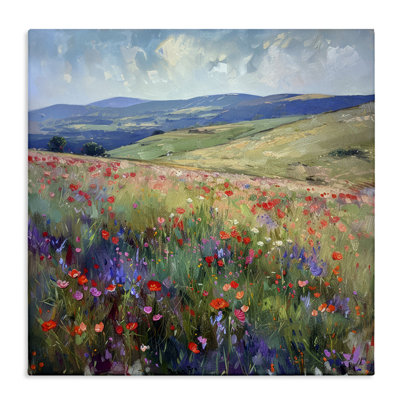  "Rolling Meadow Flowers", art mural par Raymond Powers, H 17 po x l 17 po