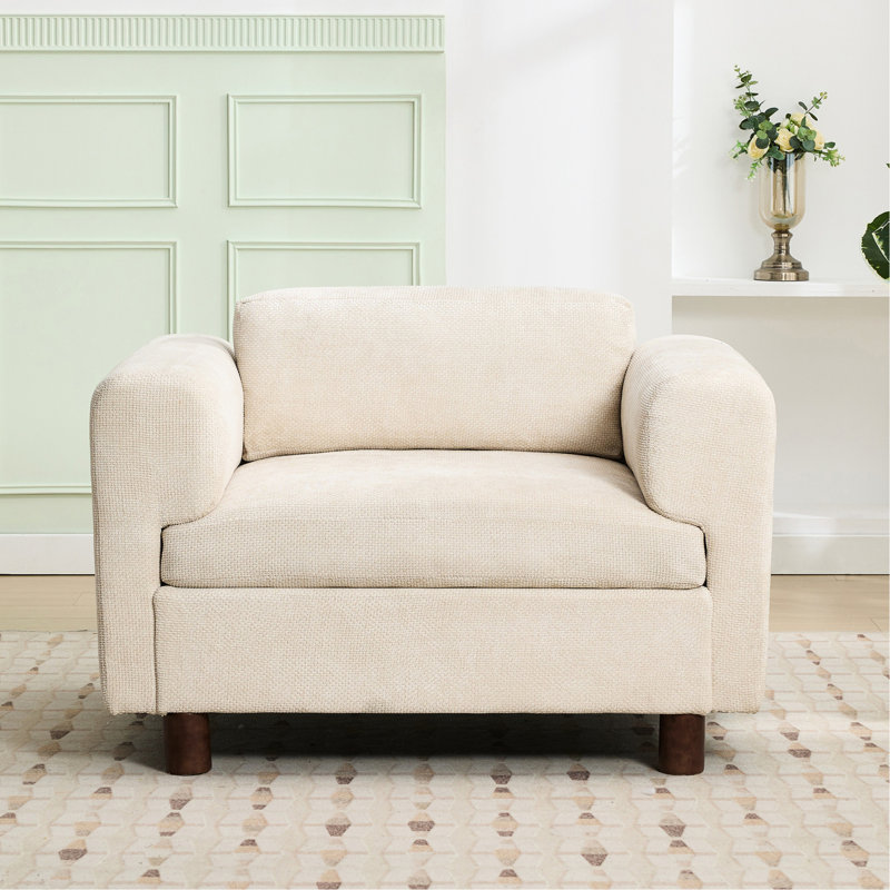 Fauteuil moderne en velours beige pour bureau et salon, chambre à coucher tissée - couleur