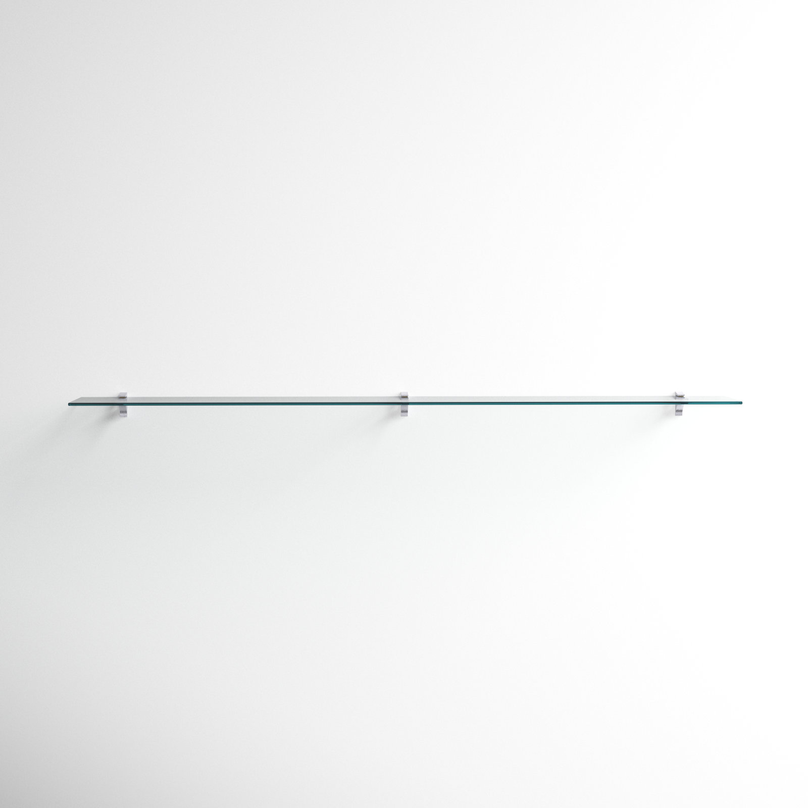 Electra Glass Floating Shelf, Chrome, 2.86" H x 72" W x 10.5" D