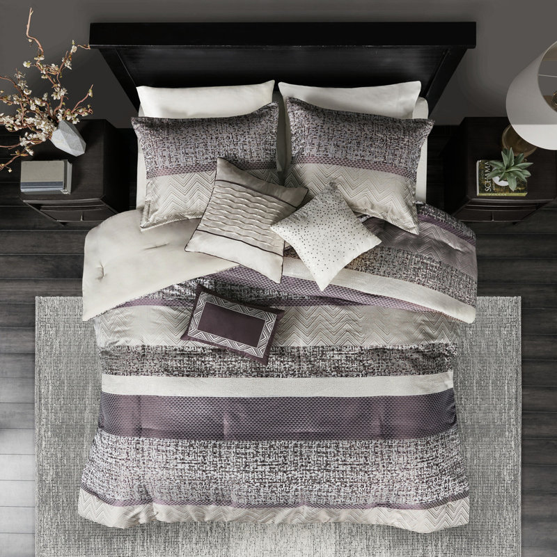 Édredon pour grand lit mauve 7 pièces, Mauve, Grand édredon et 6 pièces supplémentaires