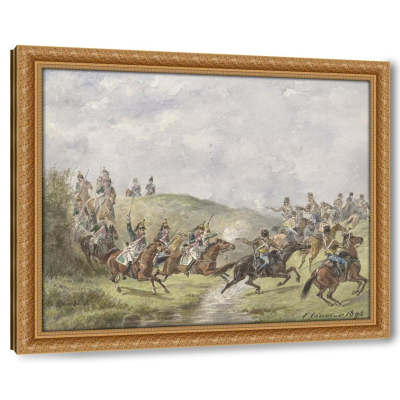 Franse dragonders en Oostenrijkse huzaren (1892), 26" H x 31" W