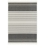 Gigi Striped Machine Woven Polyester Area Rug in Black