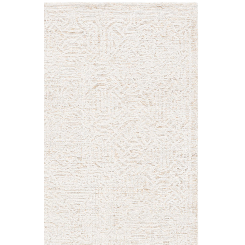 Houde Hand Tufted Wool Cotton with Latex Geometric Rug in Gold/Ivory, Rectangle 9' x 12'