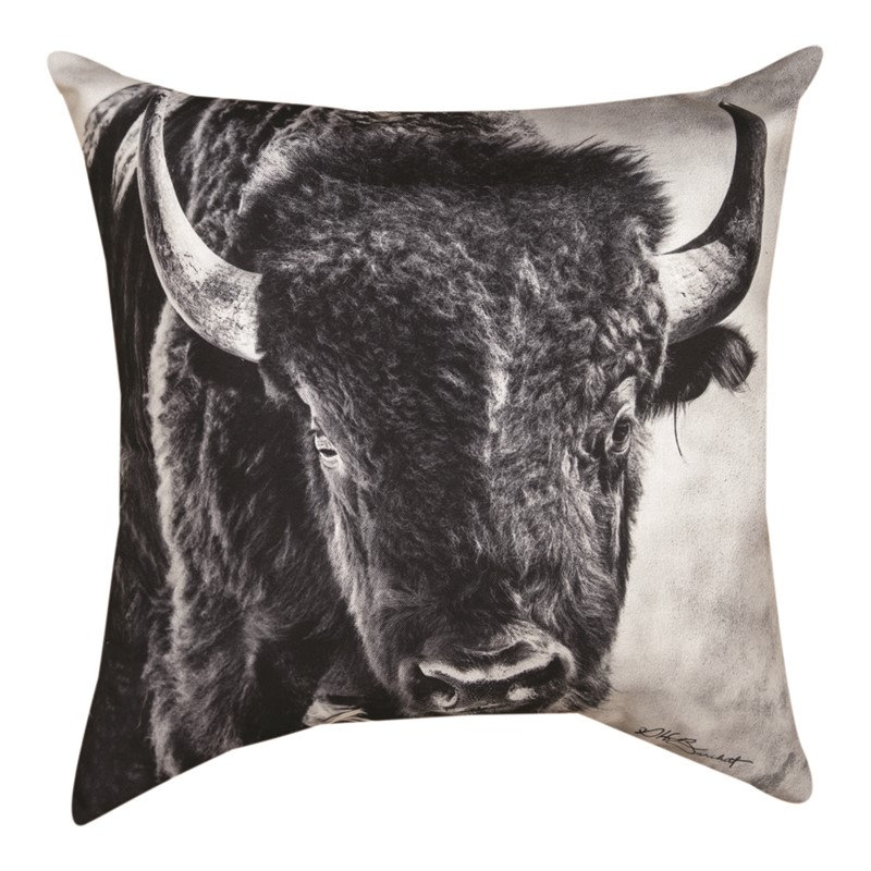 Coussin décoratif noir Buffalo Climaweave 18 x 18 pouces de Manual Woodworkers and Weavers